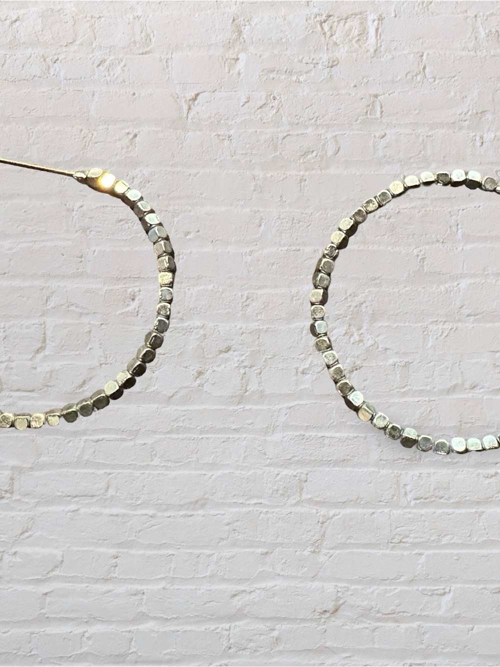 Unique Vintage Dark Silver Cube Beaded Hoop Earrings